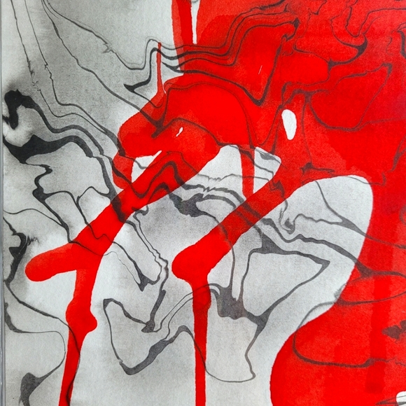 Original Mixed Media Suminagashi Abstract Watercolor Painting "Tusk" 11x14 - Picture 6 of 6